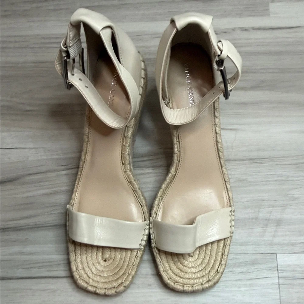 Vince Camuto Cream Espadrille Wedge Sandals